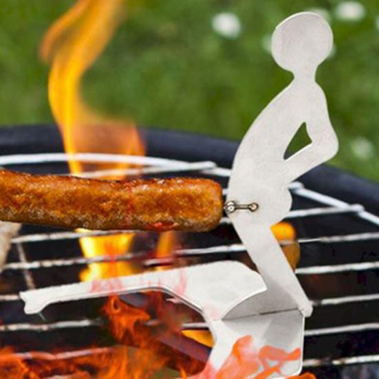 Grilled Sausage Rack Stand Man Hot Dog Holder Funny BBQ Stand Anti-Rust Hot Dog Roaster for Camping And Parties