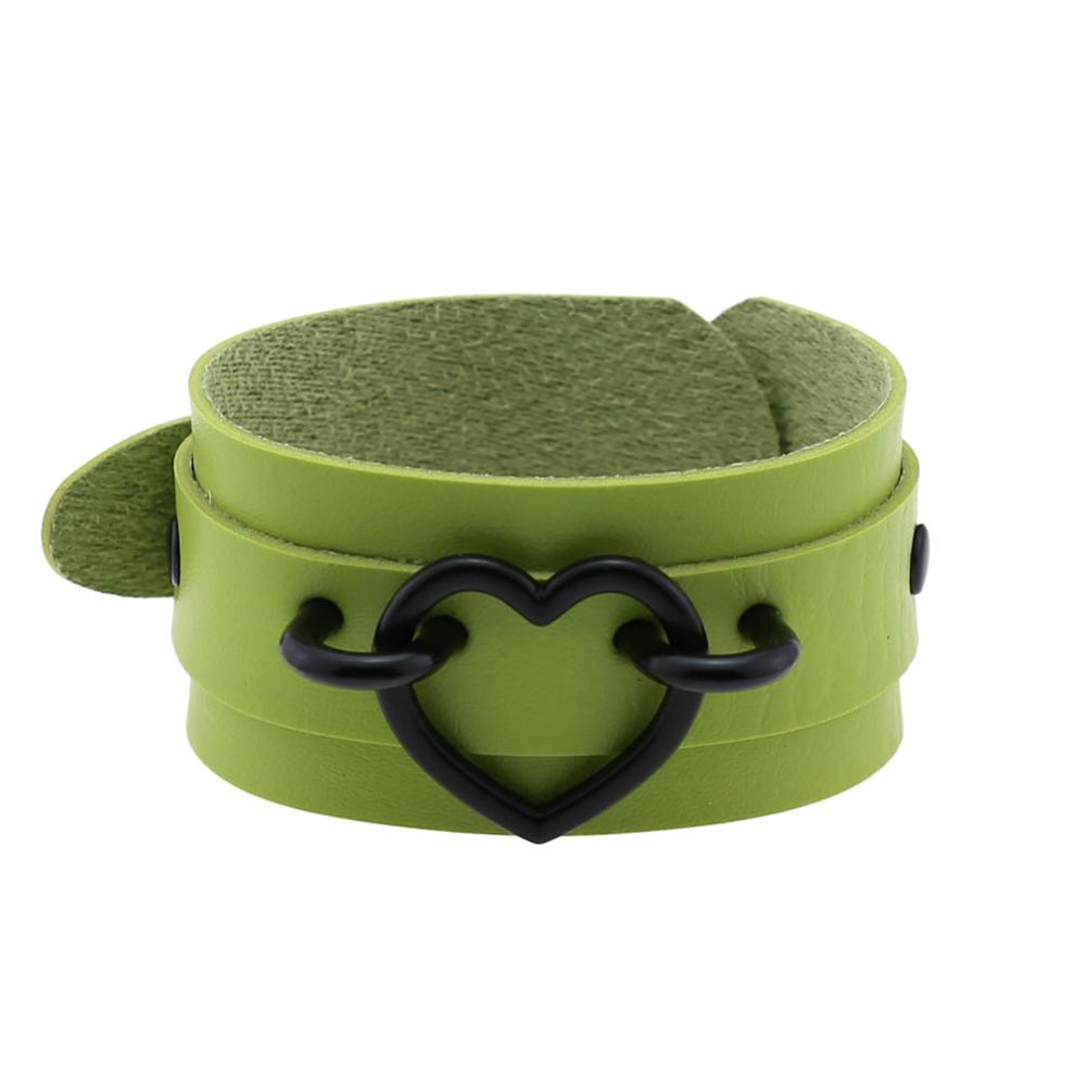 Braccialetti punk a forma di cuore tutto nero donna uomo Braccialetto da polso in pelle Bracciale a manica gioielli goth gotico emo bracciali da braccio accessori cosplay