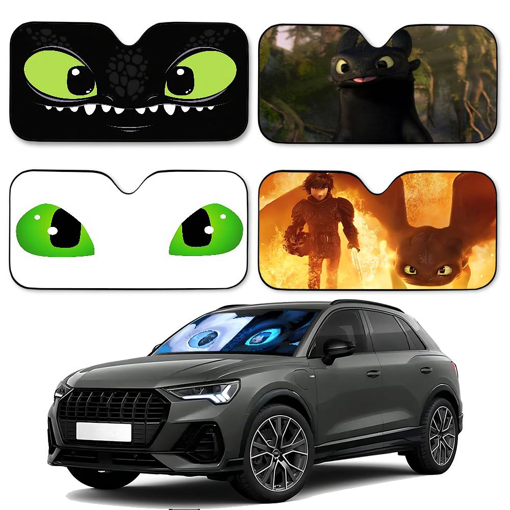 Cartoon EYE Toothless Stylish Trendy Windshield Sunshade, Car Windshield Cover, Car Sunshade Curtain, Car Sun Protection Cover
