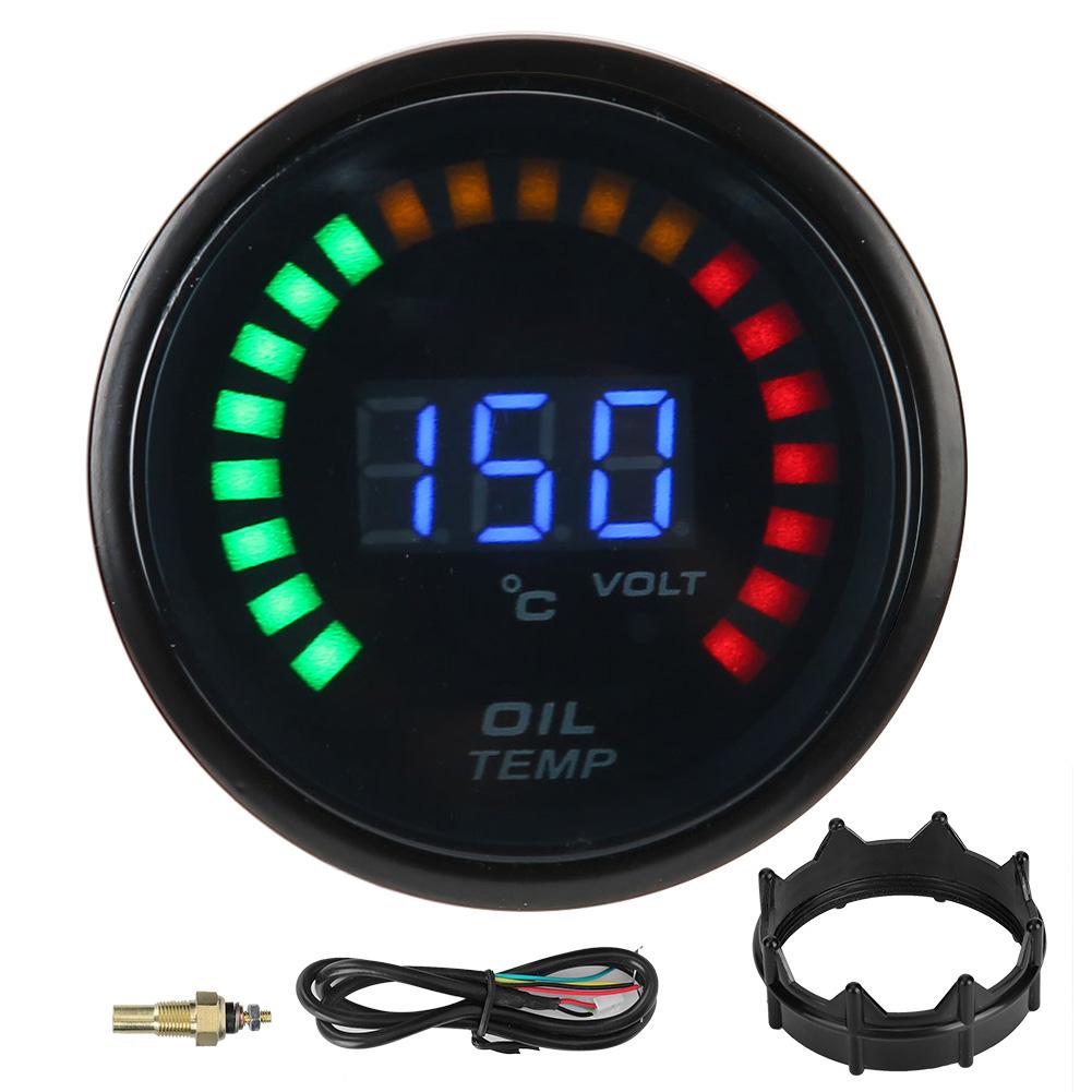 52mm Digital Oil Temperature Gauge LED Color LCD Dispaly W Sensor Harness Car Meter