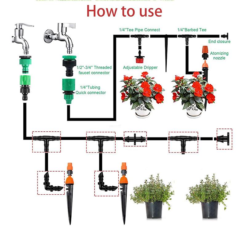 280Pcs Barbed Connectors Irrigation Fittings Set Drip Irrigation Barbed Connectors 1/4''Tubing Fitting Kit for Flower Pot Garden