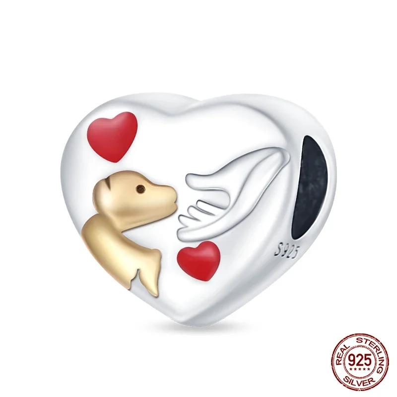 New Copper Romantic Heart Series Charms Beads Fit Original Bracelet Diy Mother'S Day Jewelry Gifts