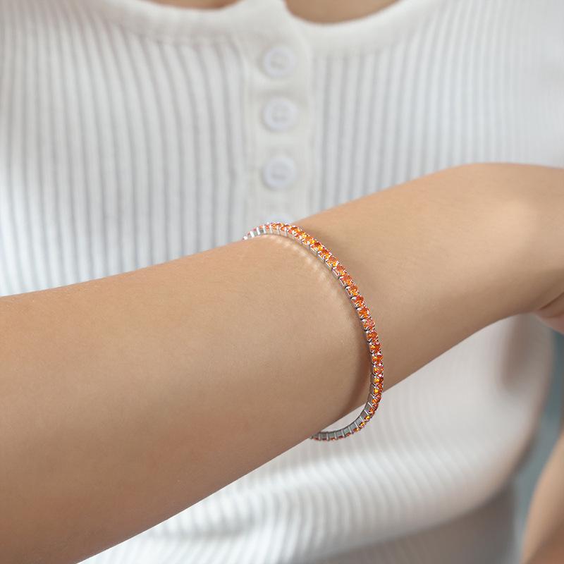 Colorful Elastic Zircon Bracelet: 18K Gold-Plated Titanium Steel, Versatile & Elegant for Women