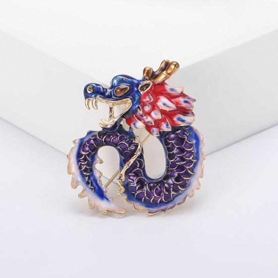 Creative Enamel Twelve Zodiac Dragon Shape Brooch Vivid Appearance Men Pin Suit Lapel Coat Clothing Badge Accessories