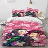 Demon Slayer Bedding Set Kamado Nezuko Duvet Cover Pillowcase King Queen Full Single Size Boys Teen Gift Anime Bed Linen