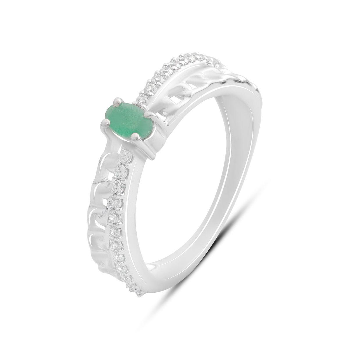 

Серебряное кольцо с натуральным изумрудом, фианитами, вес изделия 2,48 гр (2187684) 18 смарагдовий