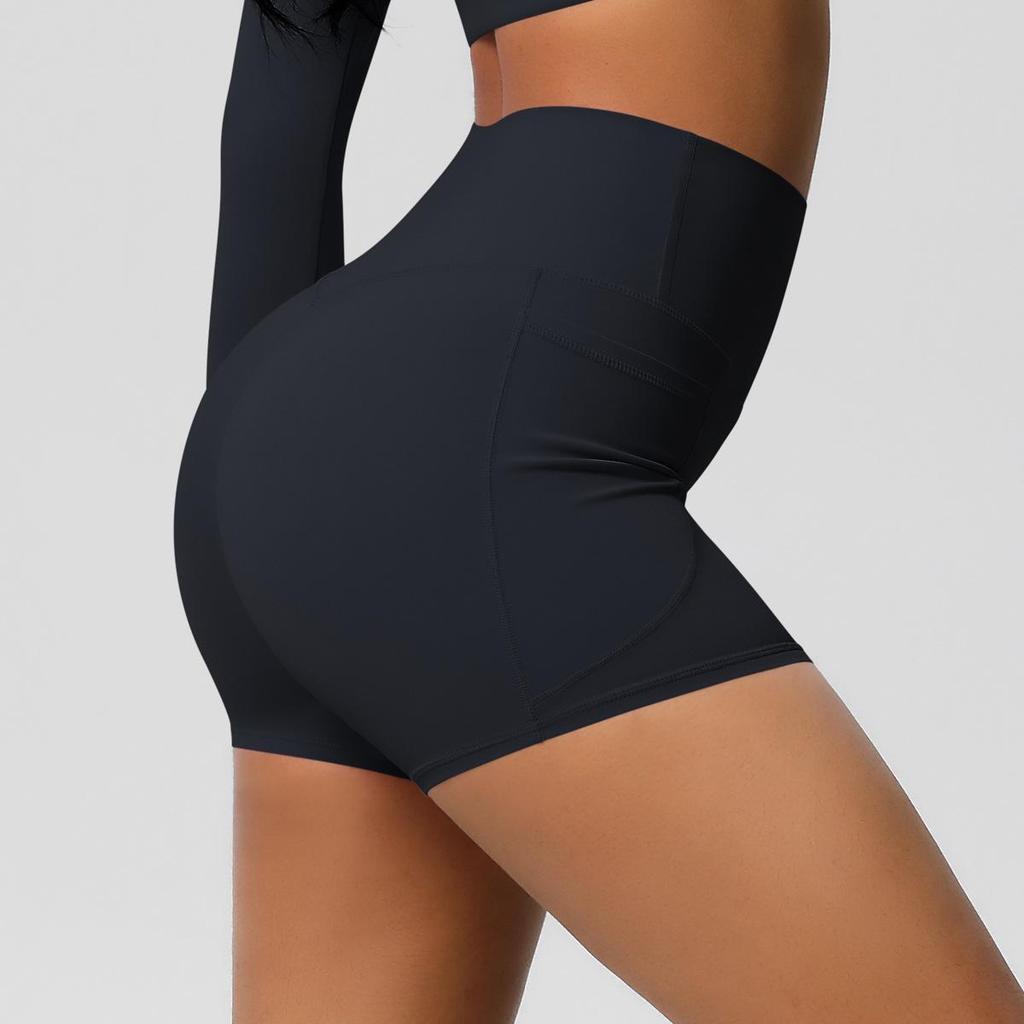 European & American High Waist Elastic Yoga Shorts - Women's Fitness & Running Pants