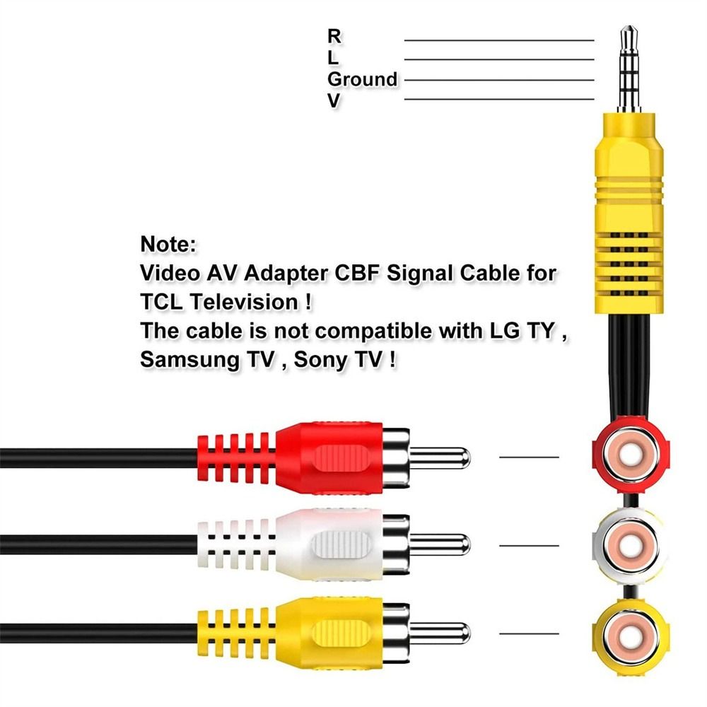 Stereo 3.5mm Cable 3 RCA Female 3.5mm to Cable Portable 3.5mm Aux Male  Video and Audio