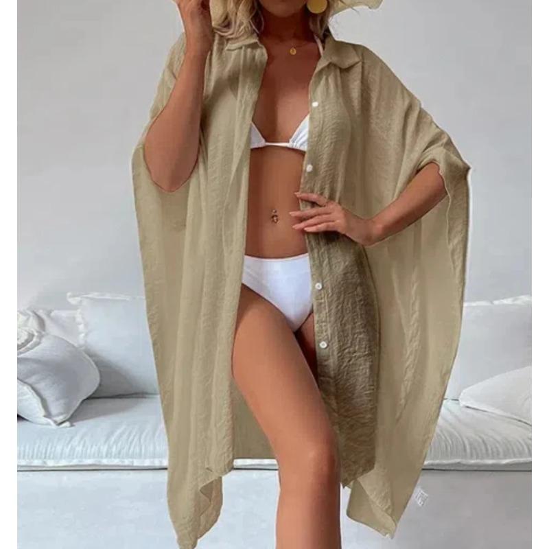 Letní volný kardigan ochrana proti slunci sarong žena bikini zakrytí plavky jednobarevné plážové oblečení zakrytí plavky dámské kimono šaty