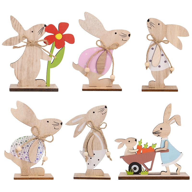 Easter Wooden Rabbit Ornament Cute Standing Bunny for Spring Easter Home Table Decoration Party DIY Crafts Kids Favors Gift 2026