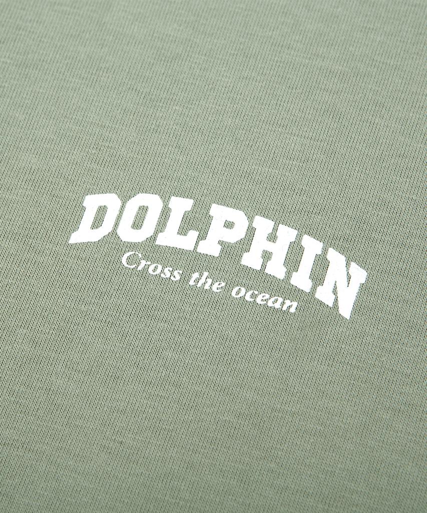DOLPHIN WAVE APPAREL Dolphin Arch Logo Long Sleeve T-Shirt Light Khaki
