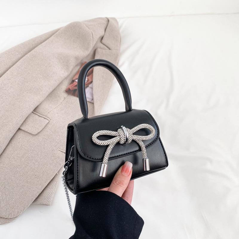 

Детская сумочка и кошелек для монет с бантиком из стразов, сумка кроссбоди чёрный