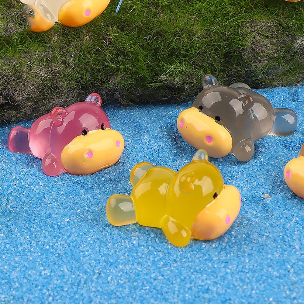 

Angry Baby Hippo Mini Hippo Luminous Ornament Tiny Hippo Resin Doll Fish Tank Decor Toy