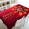 Festive Red Tablecloth with Decorative Elements - Thick Fabric, Easy To Clean, Machine Washable, Perfect for Party and Holiday Decoration