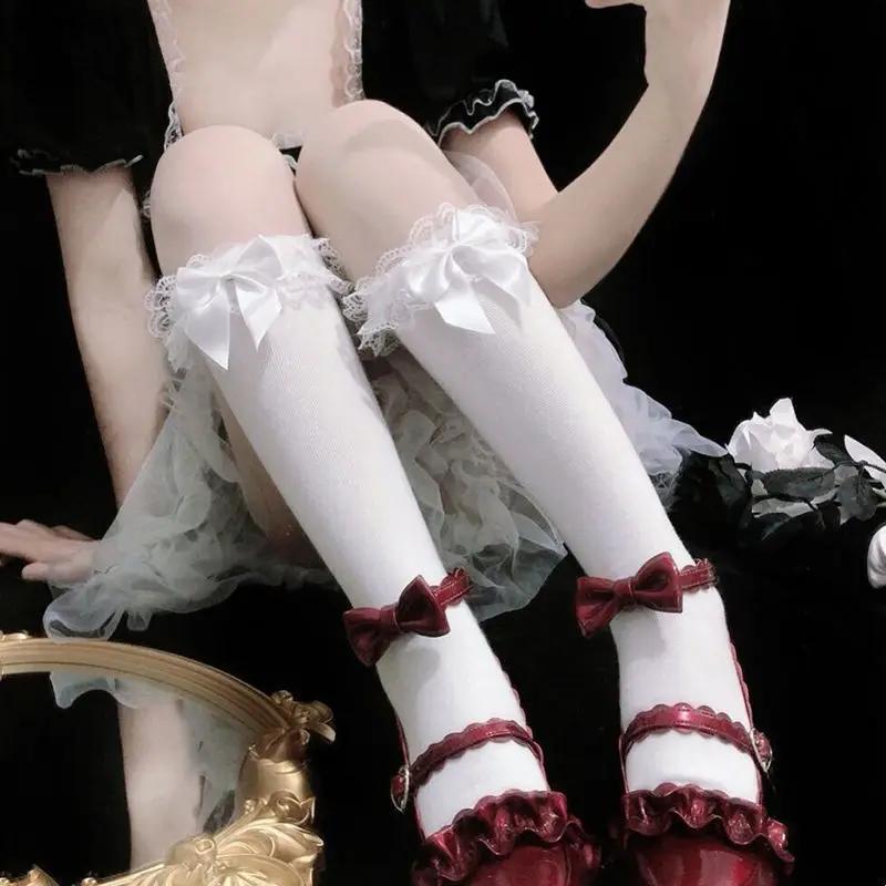 Lolita Lace JK Stockings Bow Knot Lolita Socks Female Long Socks Lolita Soft Sister Jk Uniform Knee Socks Student Cute JK Socks