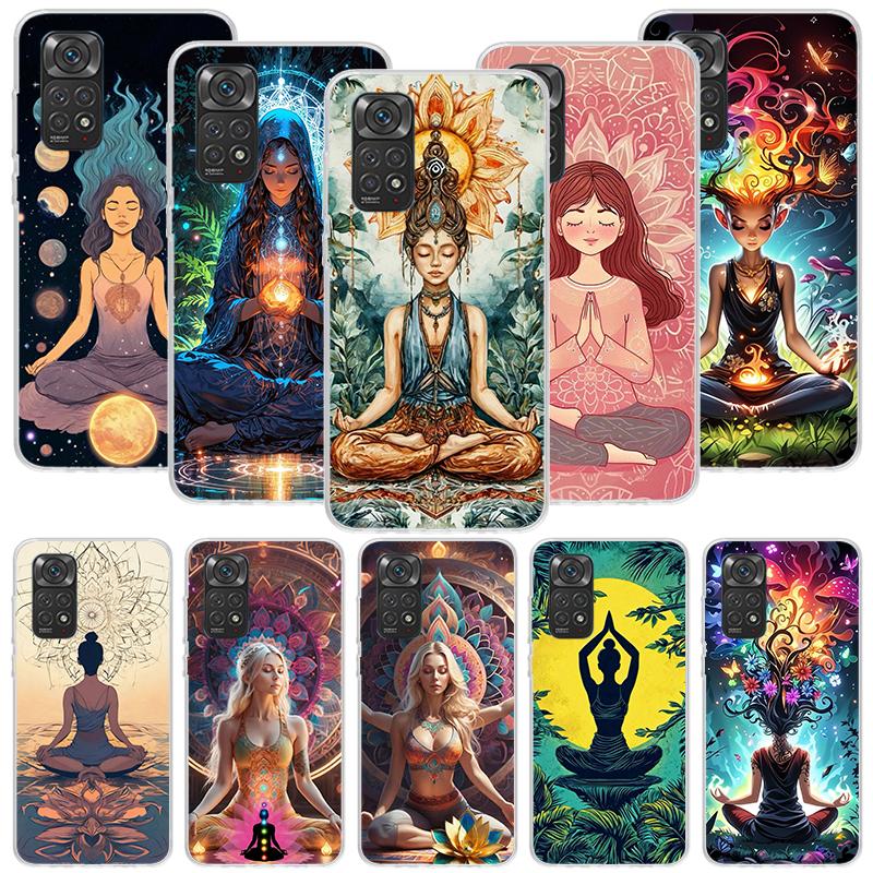 Meditation Yoga Girl Phone Case For Xiaomi Redmi Note 13 14 15 Pro Plus 12S 12 14S 11S 11E 10 10S 11 11T 5G 4G Cover Coque Redmi