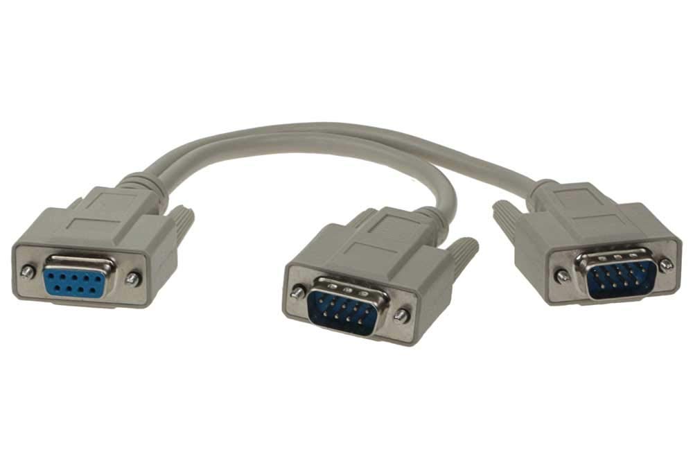 SF Cable 1ft DB9 Female To 2 Male Serial RS232 Splitter Cable.