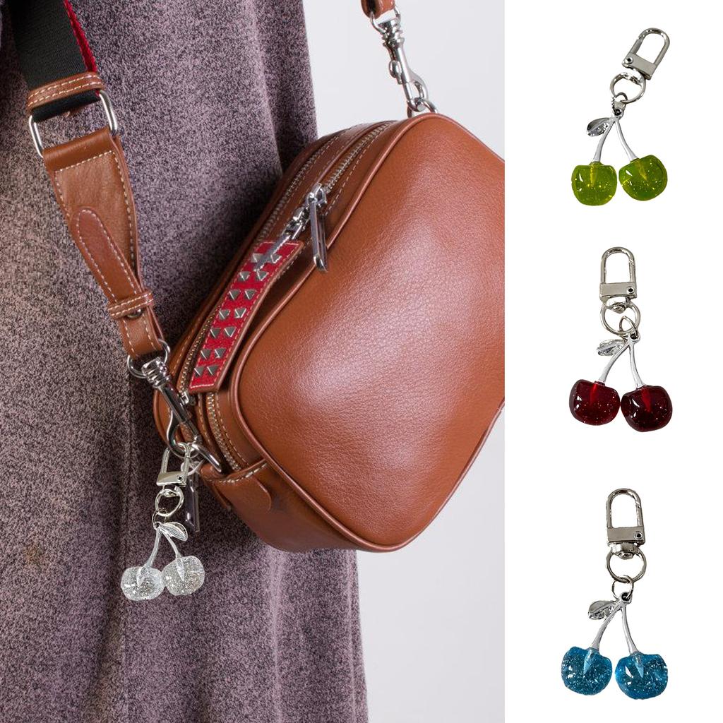 Cherry Charm Keychain Sparkling Multifunctional Crystal Accessory for Purses Backpacks and Cars Women's Gift