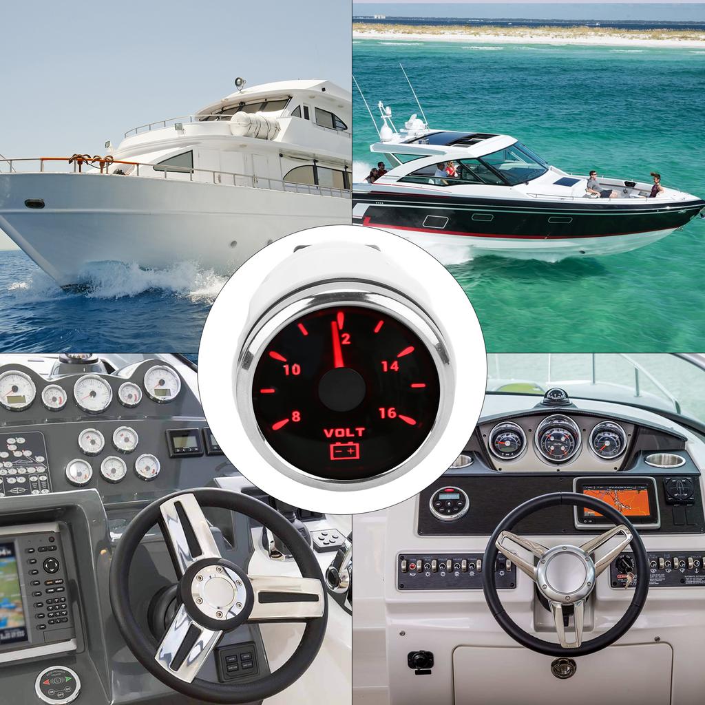 52mm Marine Voltage Gauge 8‑16V Pointer 7 Colors Backlight IP67 Waterproof Voltmeter for Boat RV Car 9‑32V