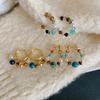 Vintage Colorful Round Beaded Hoop Earrings for Women Ladies Ethnic Style Stones Bead Pendant Earrings Party Jewelry Accessories