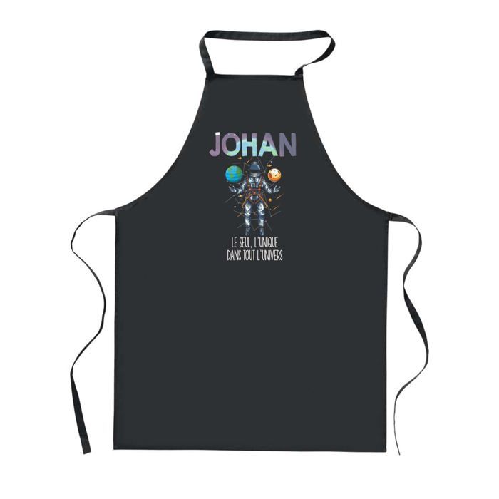 Tablier de cuisine - PLANETEE - Johan - Noir - Impression bretonne - 90x60 cm