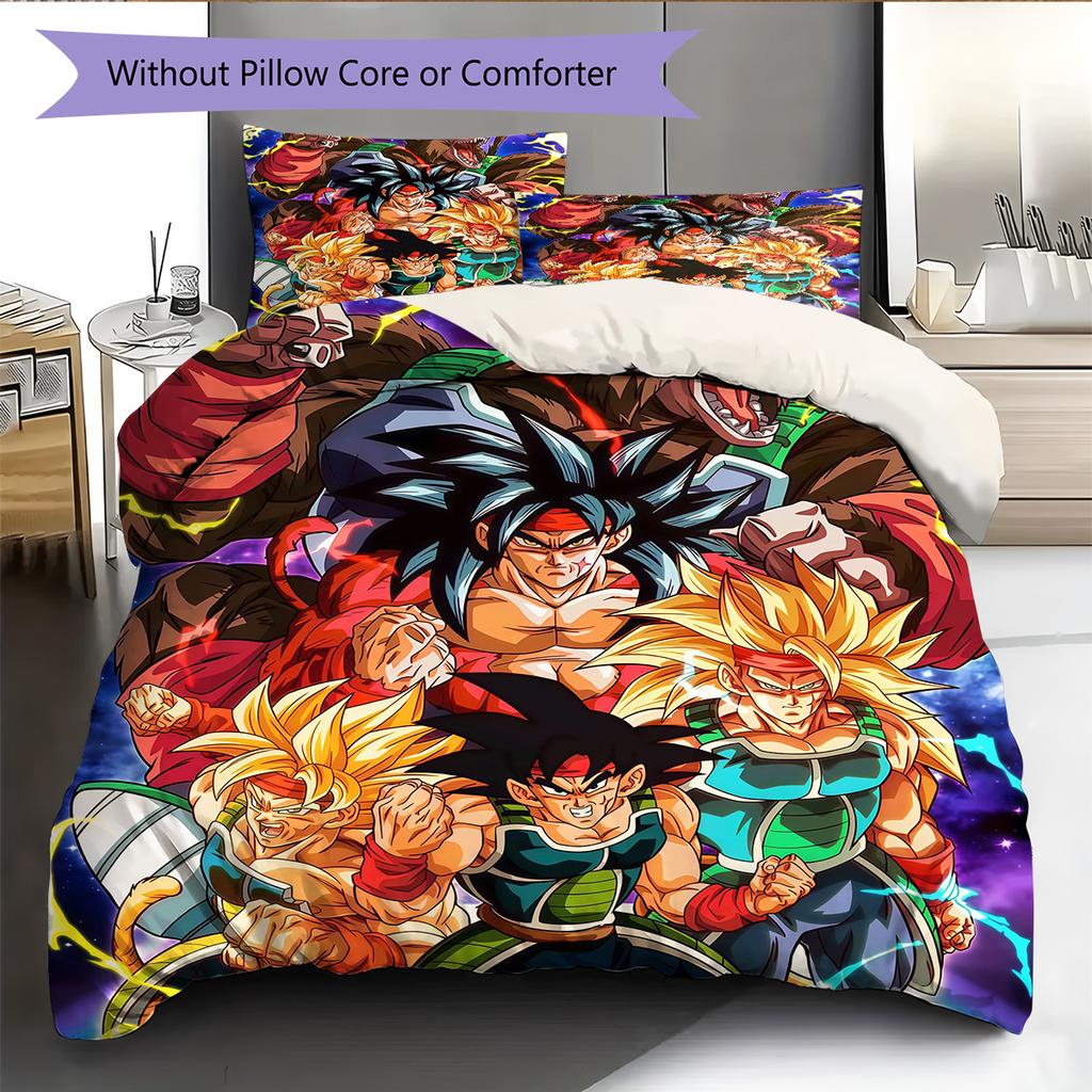 DBZ Decor Pattern Bedding Quilt Set Quilt Cover Pillowcase Home Decoration Birthday Gift (1 * Duvet Cover + 2 * Pillowcase, Without Core)