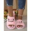 Women's Slippers Women's Halloween Jack-O-Lantern Slippers Soft Plush Comfortable Open Toe Wear Plush Slippers