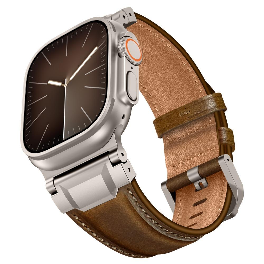 Elegant Leather Band for Apple Watch Ultra 3 2 49mm Series 11 10 46mm Men Business Straps for Iwatch 9 8 7 6 5 4 Se 3 44mm 45mm