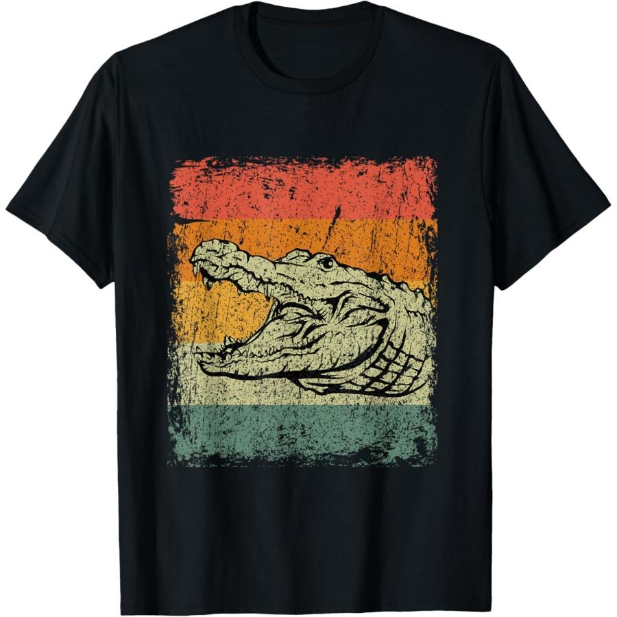 Ретро Аллигатор Подарок Винтажная Крокодил Футболка(1) XXXXXL чёрный