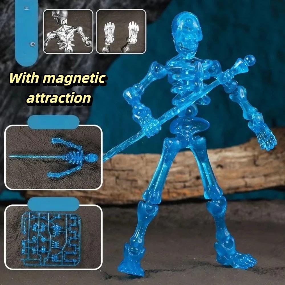 Fully Movable Joints Articulated Skeleton Figurine Eco-Friendly PLA Material Lightweight Sturdy 3D Printed Skeleton Model
