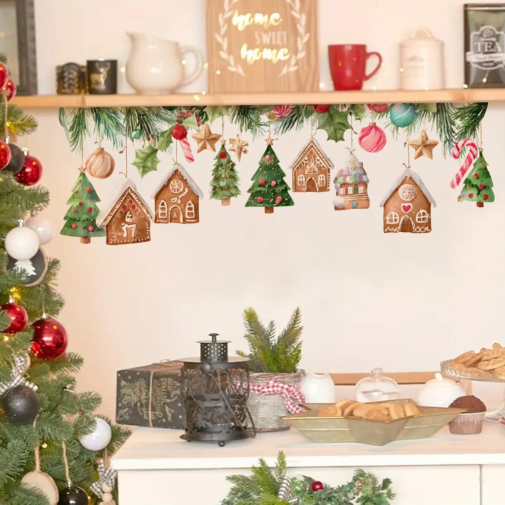 Christmas House Christmas Tree Wall Stickers, Christmas Room Decoration Wall Stickers