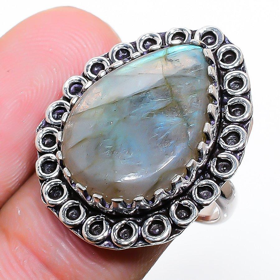 Labradorite Gemstone Handmade 925 Sterling Silver Jewelry Ring Size 6