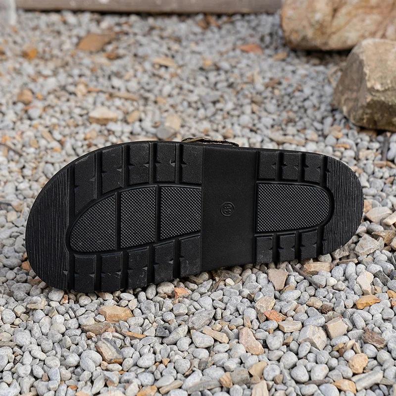 Fashion Women's Summer Embroidered Flat Sandals Fashion Buckle Strap Platform Slippers Woman Comfort Non Slip Beach Shoes Outdoor Slides