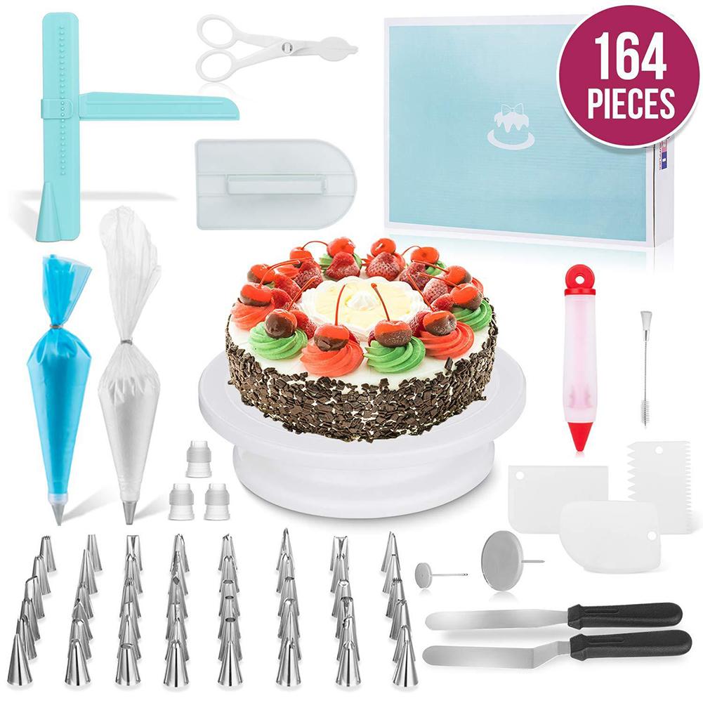 164Pcs Set Cake Turntable Baking Tool Plastic Fondant Tool Kitchen Dessert Baking Pastry Supplies 164 pcs/set#0