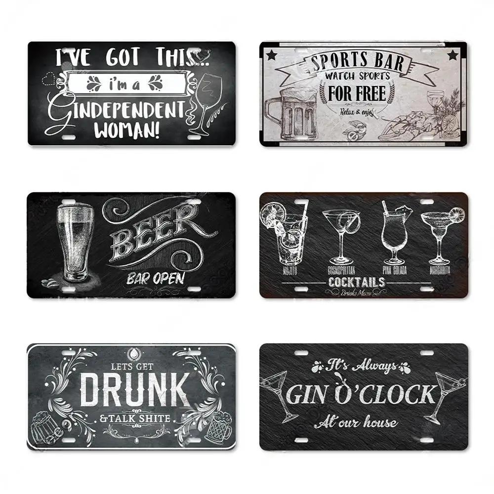 Vintage Wine Culture Metal Signs Wall Decor Licenses Plate Plaque Metal Vintage Tin Sign for Bar Pub Kitchen Dining Room
