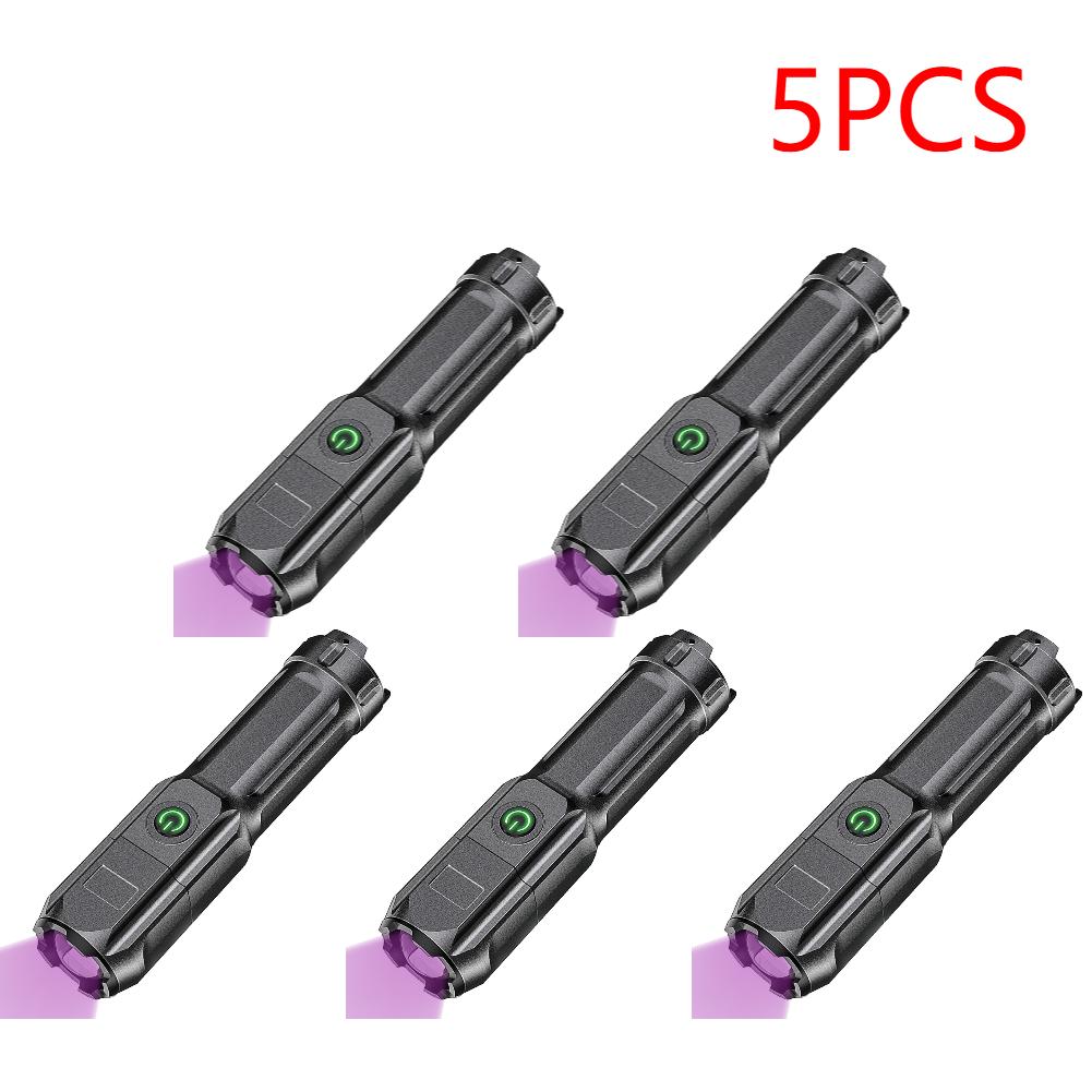1-10PCS UV Flashlight LED Ultraviolet Torch 395nm Zoomable Mini Flashlight Inspection Lamp for Pet Urine Stain Detector Lights