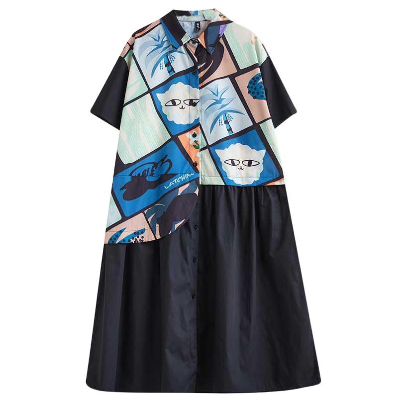 Summer Printed Splicing Casual Dress