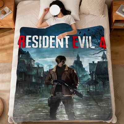 Game Cool R-Resident E-Evil 4 Remake Flannel Soft Warm Plush Blanket Sofa Living Room Pet Hogar Bedroom Gift Home Car Portable