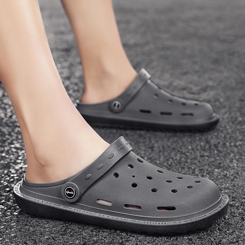 Summer Thick-soled Heightening Rubber Sandals Couple Bag Head Slippers Casual Trend Hole Shoes Latex Men's Beach Shoes