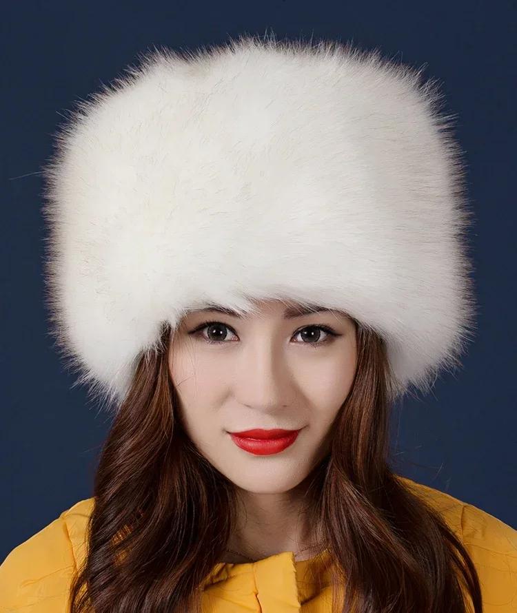 Man Women Fur Hats Thicken Warm Furry Faux Fur Flat Top Caps Winter Russian Casual Luxury skullies beanie ZKG33