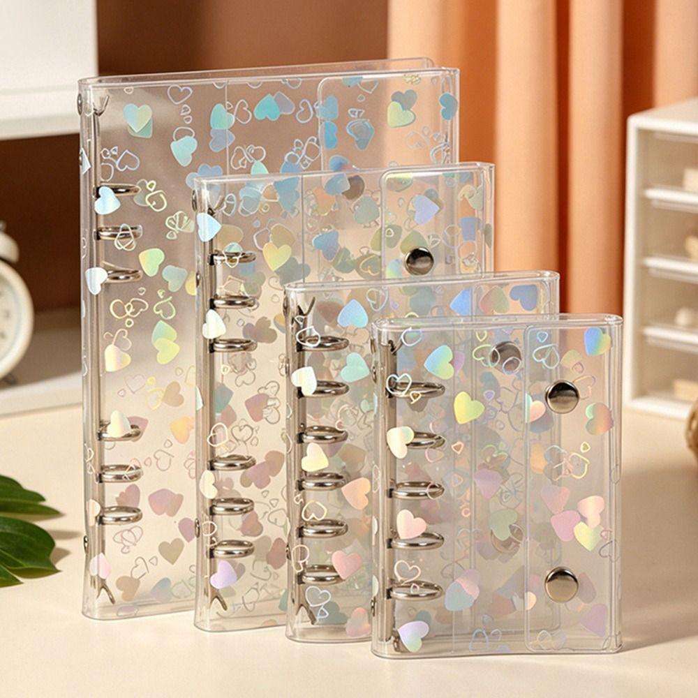 Laser Heart Patterns Loose-Leaf Notebook Shell PVC Planner Cover  Journaling Scrapbooking