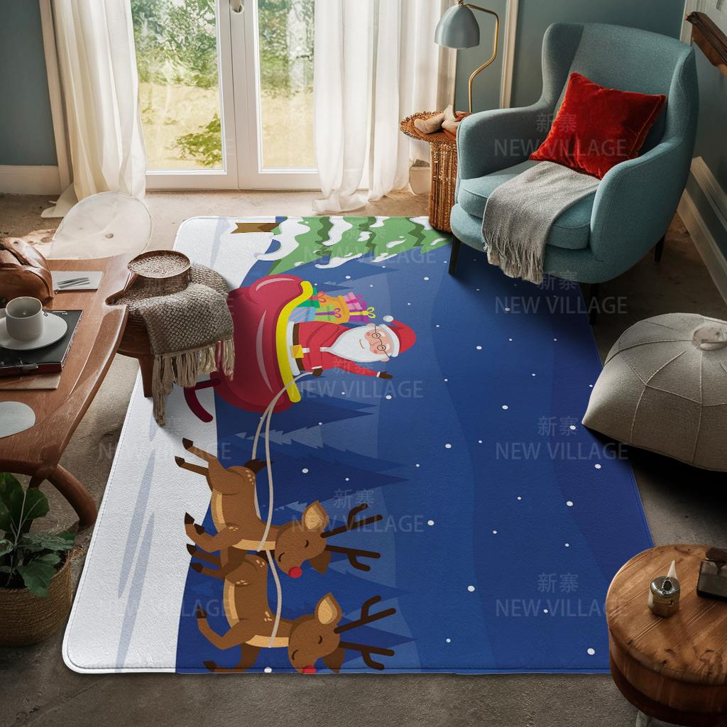 House Entrance Carpet Home Door Mat Living Room Bath Foot Bathroom Non-slip Water Absorption Rugs Bath Merry Christmas Winter