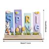 Easters Decors Wood Happy Easters Signs Block Tabletop Ornament Easters Bunnies Centerpieces Dining Room Kitchen Decors