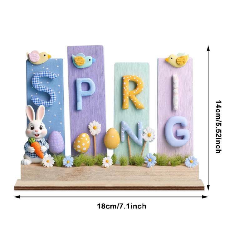Easters Decors Wood Happy Easters Signs Block Tabletop Ornament Easters Bunnies Centerpieces Dining Room Kitchen Decors