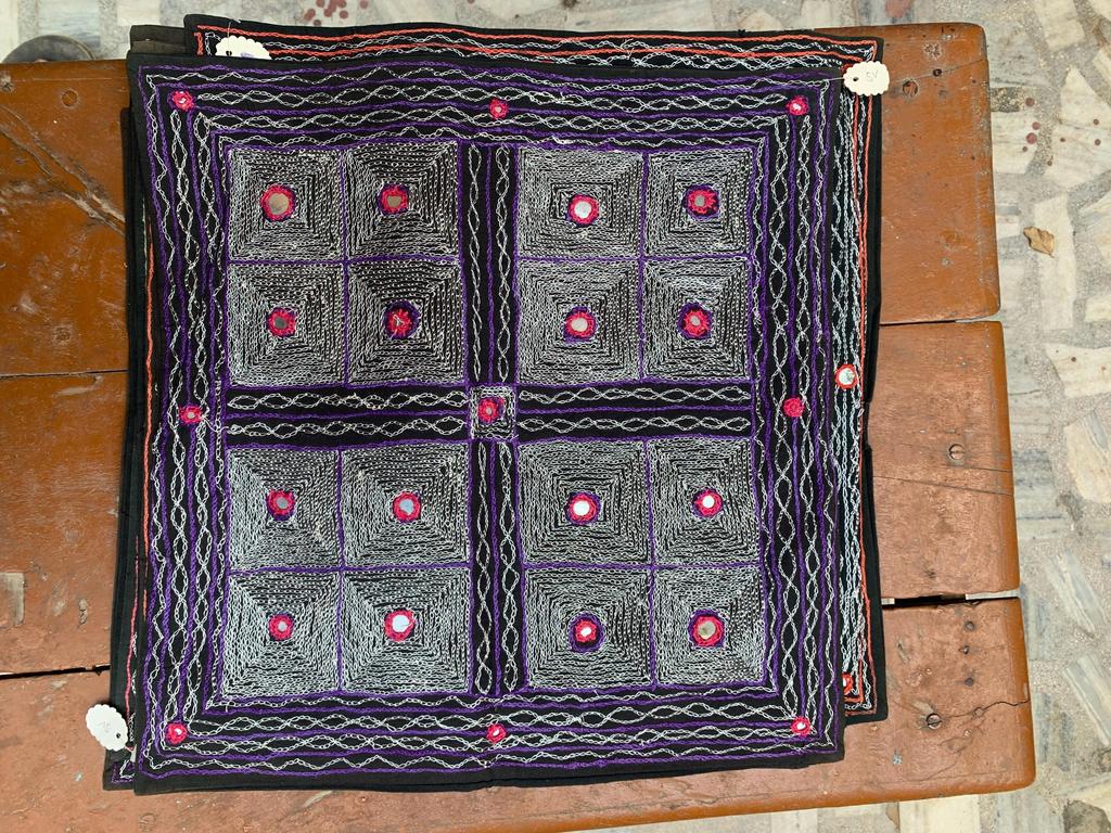 Hand Embroidered Cotton Pillow Cover: Bohemian Cushion (40"x 40")