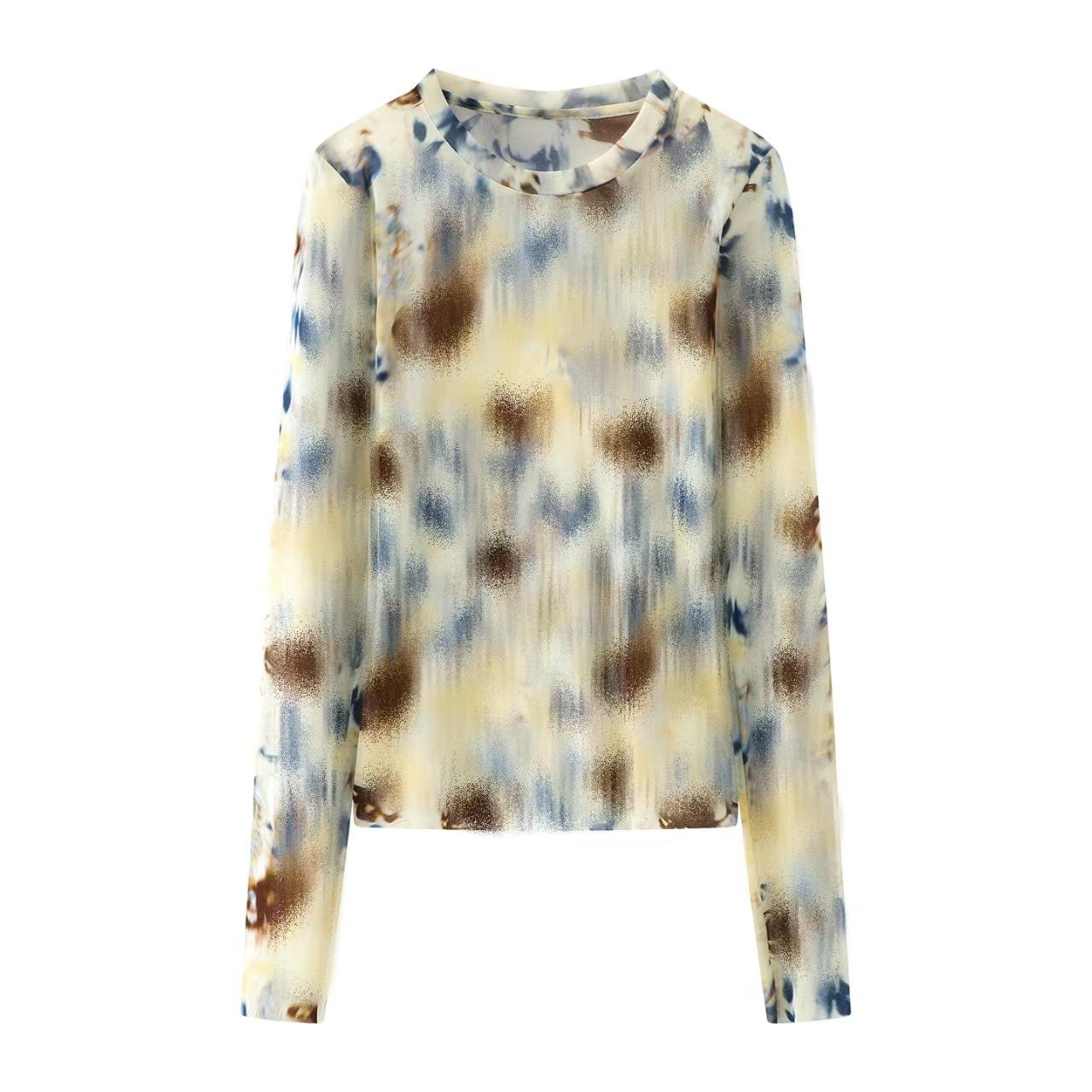 In Stock: Winter 2025 Slimming Floral Print Long Sleeve Women s T-shirt Medium