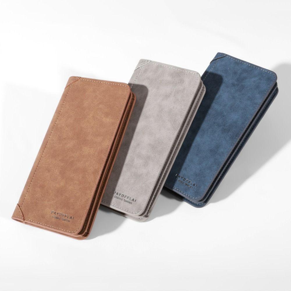 Fashion PU Leather Men Wallet Soft Multi-card Slot Long Wallet Large-capacity Solid Color Card Holder