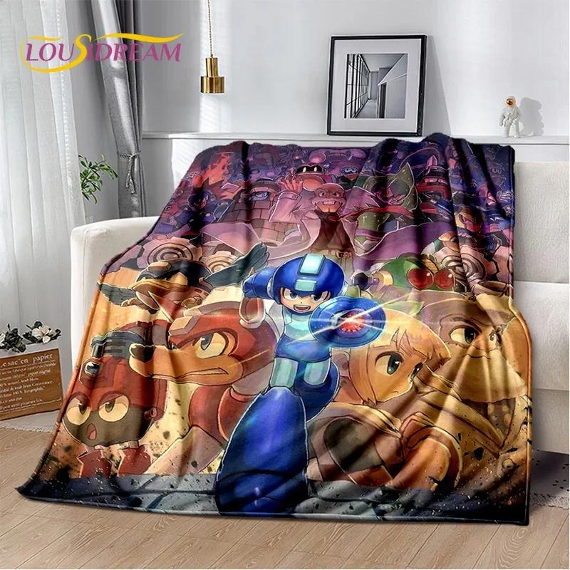 Retro Cartoon Rockman Mega Man Game Soft Flannel Blanket for Beds Bedroom Sofa Picnic,Throw Blanket for Outdoor Leisure Nap Gift