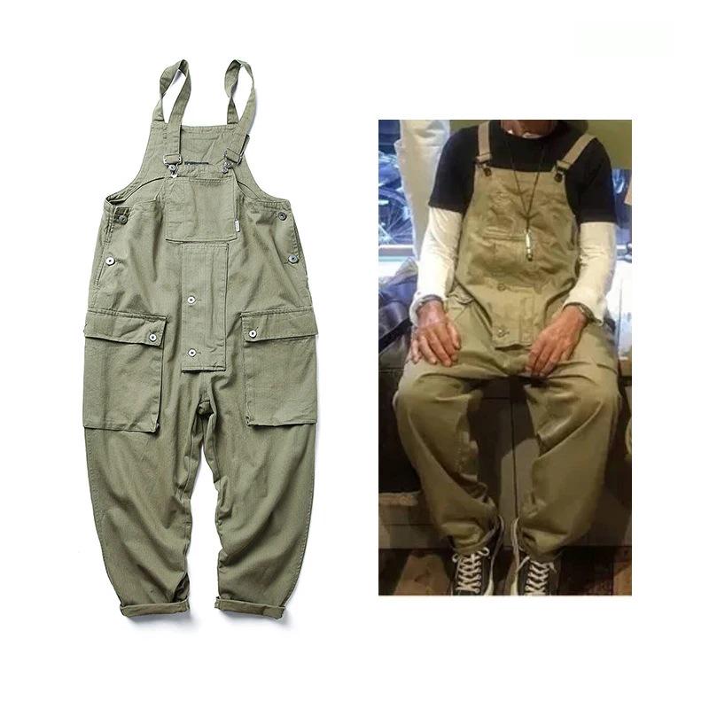

Men s AMEKAJI Casual Workwear Jumpsuit Overalls - Loose Fit Streetwear Suspender Pants XS чорний