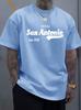 Unisex O Neck Tee Texas San Antonio Vintage Letter Print Cotton Short Sleeve Loose Summer Breathable Daily Casual Basic Wear Top